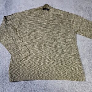 Claiborne Mens Large Sweater Olive Green Silk Blend Marled Crew Neck Long Sleeve